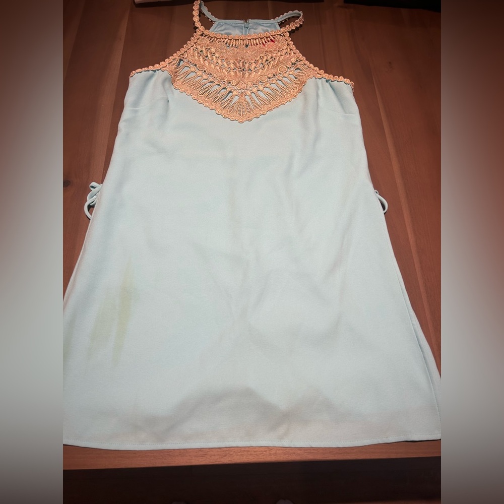 Lilly Pulitzer Sky Blue Dress with Gold Crochet